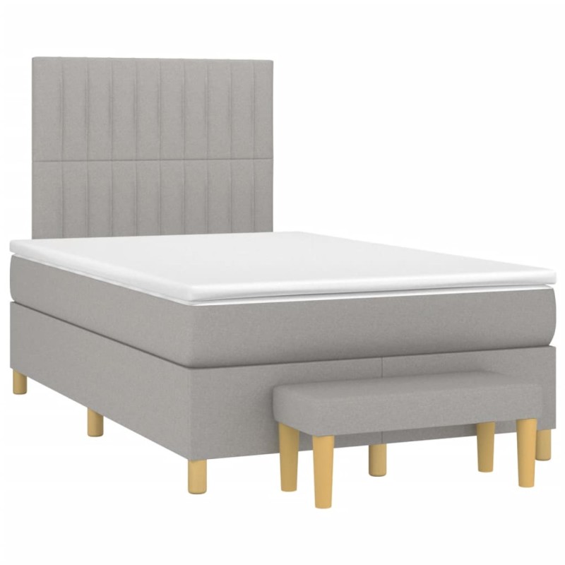 vidaXL Cama box spring con colchón tela gris claro 120x190 cm