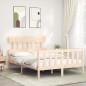 vidaXL Estructura de cama con cabecero madera maciza 140x200 cm