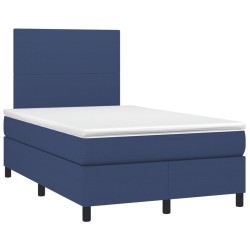 vidaXL Cama box spring con colchón tela azul 120x190 cm