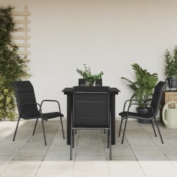 vidaXL Juego de comedor para jardín 5 piezas acero y textilene negro