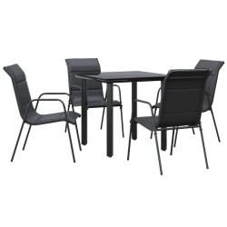 vidaXL Juego de comedor para jardín 5 piezas acero y textilene negro