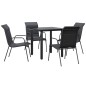 vidaXL Juego de comedor para jardín 5 piezas acero y textilene negro vidaXL Juego de comedor para jardín 5 piezas acero y textilene negro