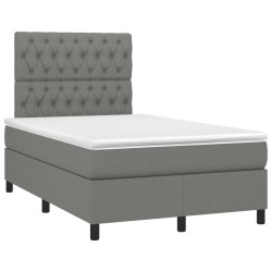 vidaXL Cama box spring con colchón tela gris oscuro 120x190 cm