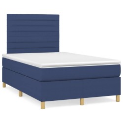 vidaXL Cama box spring con colchón tela azul 120x190 cm