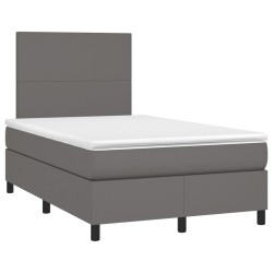vidaXL Cama box spring con colchón cuero sintético gris 120x190 cm