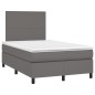 vidaXL Cama box spring con colchón cuero sintético gris 120x190 cm vidaXL Cama box spring con colchón cuero sintético gris 120x190 cm