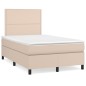 vidaXL Cama box spring con colchón cuero sintético capuchino 120x190cm vidaXL Cama box spring con colchón cuero sintético capuchino 120x190cm