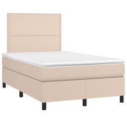 vidaXL Cama box spring con colchón cuero sintético capuchino 120x190cm