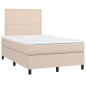 vidaXL Cama box spring con colchón cuero sintético capuchino 120x190cm vidaXL Cama box spring con colchón cuero sintético capuchino 120x190cm