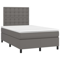 vidaXL Cama box spring con colchón cuero sintético gris 120x190 cm
