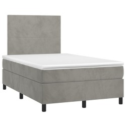 vidaXL Cama box spring con colchón terciopelo gris claro 120x190 cm