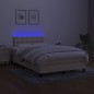 vidaXL Cama box spring con colchón y luces LED tela crema 120x190 cm