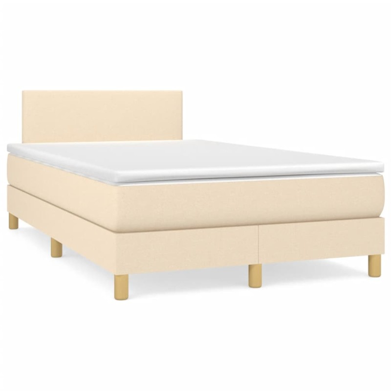 vidaXL Cama box spring con colchón y luces LED tela crema 120x190 cm vidaXL Cama box spring con colchón y luces LED tela crema 120x190 cm