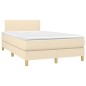 vidaXL Cama box spring con colchón y luces LED tela crema 120x190 cm vidaXL Cama box spring con colchón y luces LED tela crema 120x190 cm
