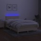 vidaXL Cama box spring con colchón y luces LED tela crema 120x190 cm vidaXL Cama box spring con colchón y luces LED tela crema 120x190 cm
