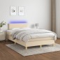 vidaXL Cama box spring con colchón y luces LED tela crema 120x190 cm vidaXL Cama box spring con colchón y luces LED tela crema 120x190 cm
