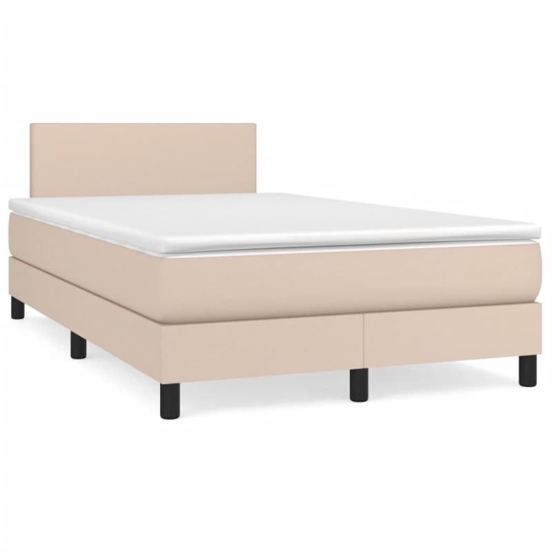 vidaXL Cama box spring con colchón cuero sintético capuchino 120x190cm