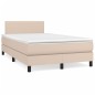 vidaXL Cama box spring con colchón cuero sintético capuchino 120x190cm