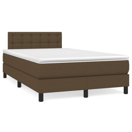 vidaXL Cama box spring con colchón tela marrón oscuro 120x190 cm
