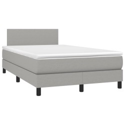 vidaXL Cama box spring con colchón tela gris claro 120x190 cm