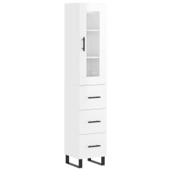 vidaXL Aparador alto madera contrachapada blanco brillo 34,5x34x180 cm