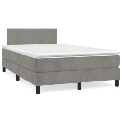vidaXL Cama box spring con colchón terciopelo gris claro 120x190 cm