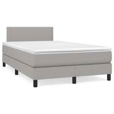 vidaXL Cama box spring con colchón tela gris claro 120x190 cm