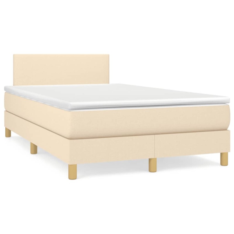 vidaXL Cama box spring con colchón tela color crema 120x190 cm vidaXL Cama box spring con colchón tela color crema 120x190 cm