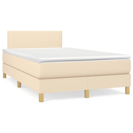 vidaXL Cama box spring con colchón tela color crema 120x190 cm