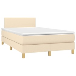 vidaXL Cama box spring con colchón tela color crema 120x190 cm