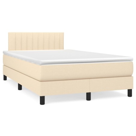 vidaXL Cama box spring con colchón tela color crema 120x190 cm