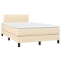 vidaXL Cama box spring con colchón tela color crema 120x190 cm