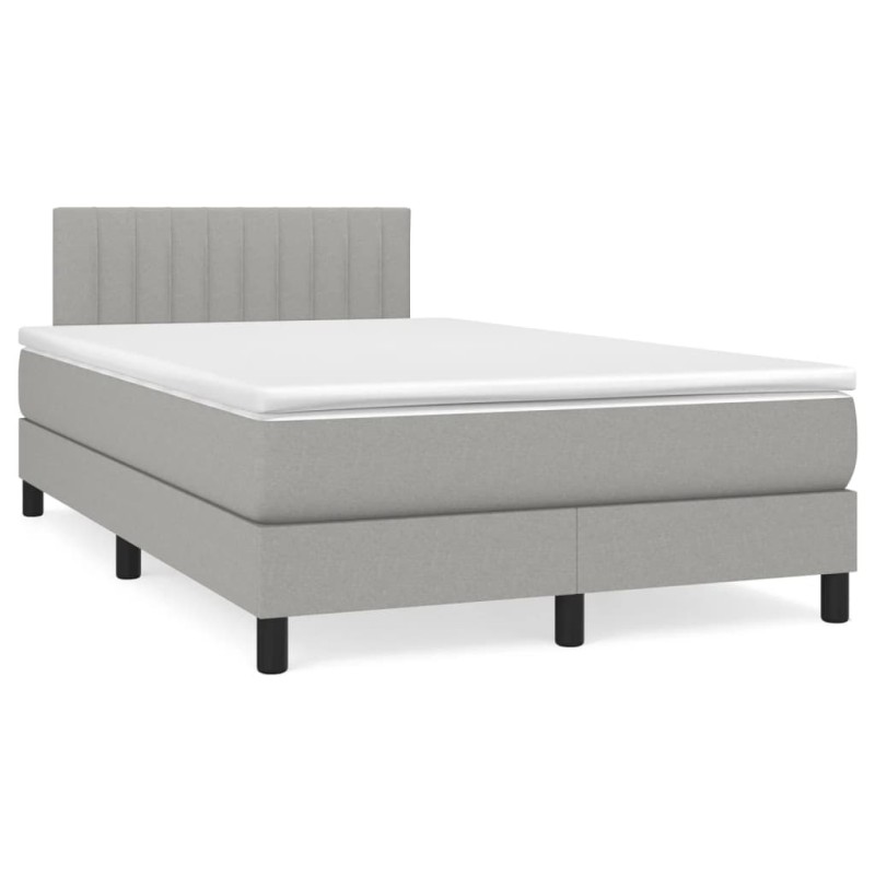 vidaXL Cama box spring con colchón tela gris claro 120x190 cm vidaXL Cama box spring con colchón tela gris claro 120x190 cm