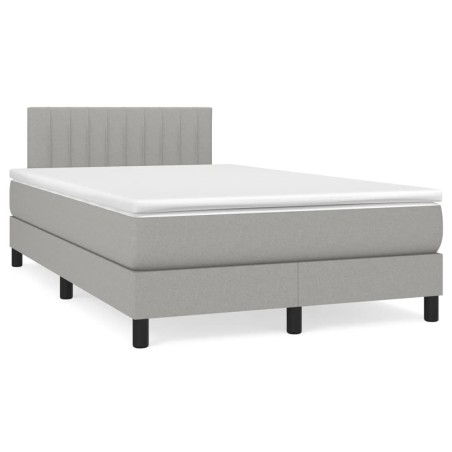 vidaXL Cama box spring con colchón tela gris claro 120x190 cm