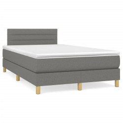 vidaXL Cama box spring con colchón tela gris oscuro 120x190 cm