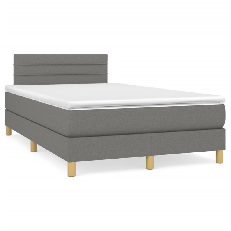 vidaXL Cama box spring con colchón tela gris oscuro 120x190 cm vidaXL Cama box spring con colchón tela gris oscuro 120x190 cm