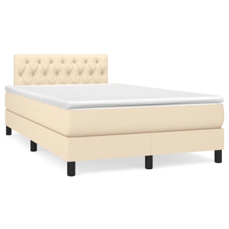 vidaXL Cama box spring con colchón tela color crema 120x190 cm