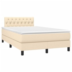 vidaXL Cama box spring con colchón tela color crema 120x190 cm