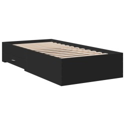 vidaXL Cama con cajones madera de ingeniería negro 100x200 cm