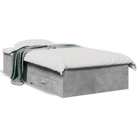 vidaXL Cama con cajones madera ingeniería gris hormigón 90x190 cm