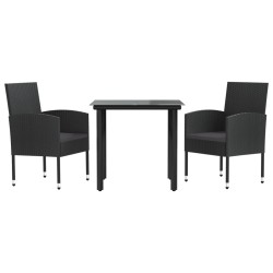 vidaXL Juego de comedor para jardín 3 piezas ratán sintético y acero