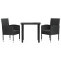 vidaXL Juego de comedor para jardín 3 piezas ratán sintético y acero vidaXL Juego de comedor para jardín 3 piezas ratán sintético y acero