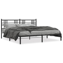 vidaXL Estructura de cama con cabecero metal negro 200x200 cm