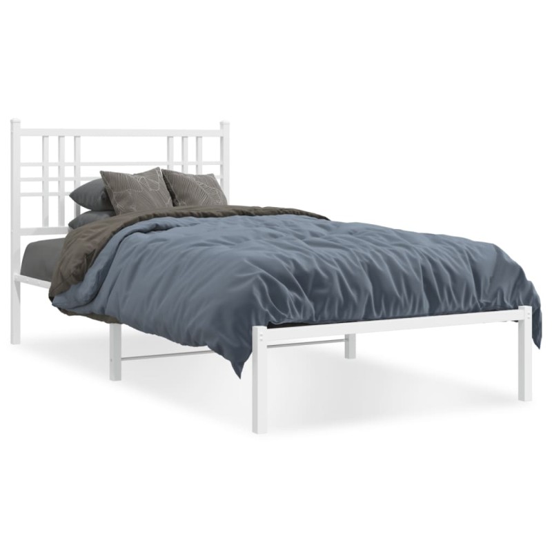 vidaXL Estructura de cama de metal con cabecero blanco 90x190 cm