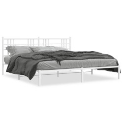 vidaXL Estructura de cama de metal con cabecero blanco 183x213 cm