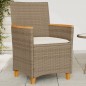 vidaXL Sillas de jardín con cojín 2 uds ratán PE beige y madera acacia vidaXL Sillas de jardín con cojín 2 uds ratán PE beige y madera acacia