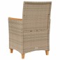 vidaXL Sillas de jardín con cojín 2 uds ratán PE beige y madera acacia vidaXL Sillas de jardín con cojín 2 uds ratán PE beige y madera acacia