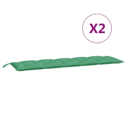 vidaXL Cojines de banco de jardín 2 uds tela Oxford verde 180x50x7 cm