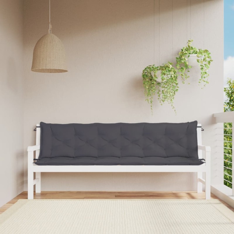 vidaXL Cojines de banco de jardín 2 uds antracita 200x50x7 cm vidaXL Cojines de banco de jardín 2 uds antracita 200x50x7 cm