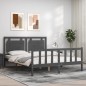 vidaXL Estructura de cama matrimonio con cabecero madera maciza gris vidaXL Estructura de cama matrimonio con cabecero madera maciza gris